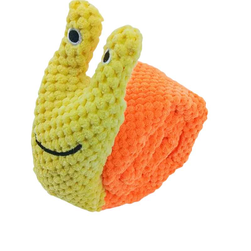 Dog Puzzle Feeder Indestructible Squeaky Plush Snail Toy