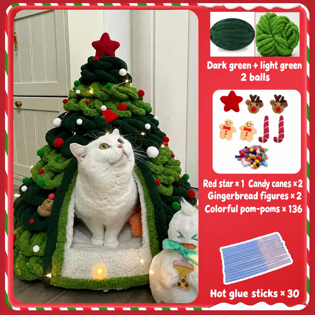 Christmas Tree Cat Bed DIY Kit | Warm Nest for Cats and Dogs