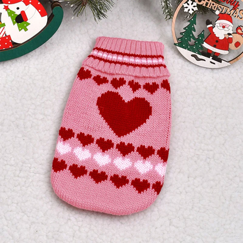 Reindeer Print Dog Cat Sweater | Warm Clothes for Small Pets