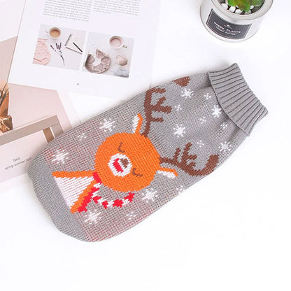 Reindeer Print Dog Cat Sweater | Warm Clothes for Small Pets
