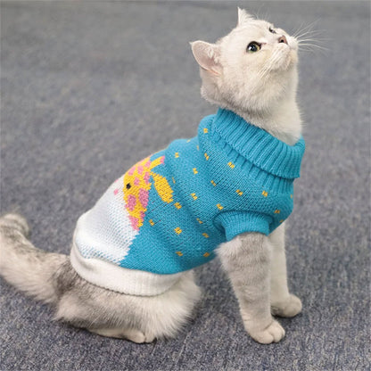 Reindeer Print Dog Cat Sweater | Warm Clothes for Small Pets