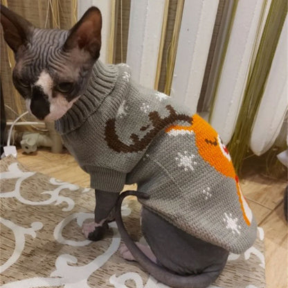 Reindeer Print Dog Cat Sweater | Warm Clothes for Small Pets
