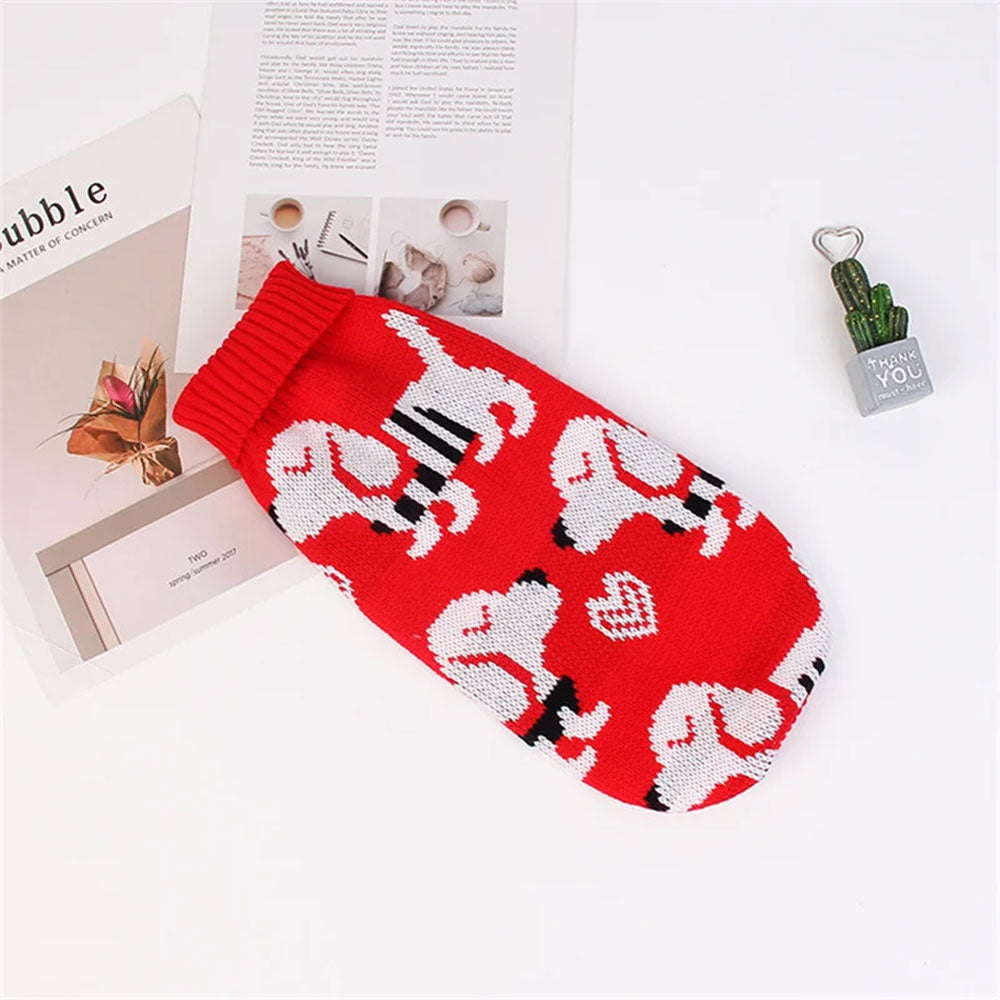 Reindeer Print Dog Cat Sweater | Warm Clothes for Small Pets