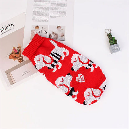 Reindeer Print Dog Cat Sweater | Warm Clothes for Small Pets
