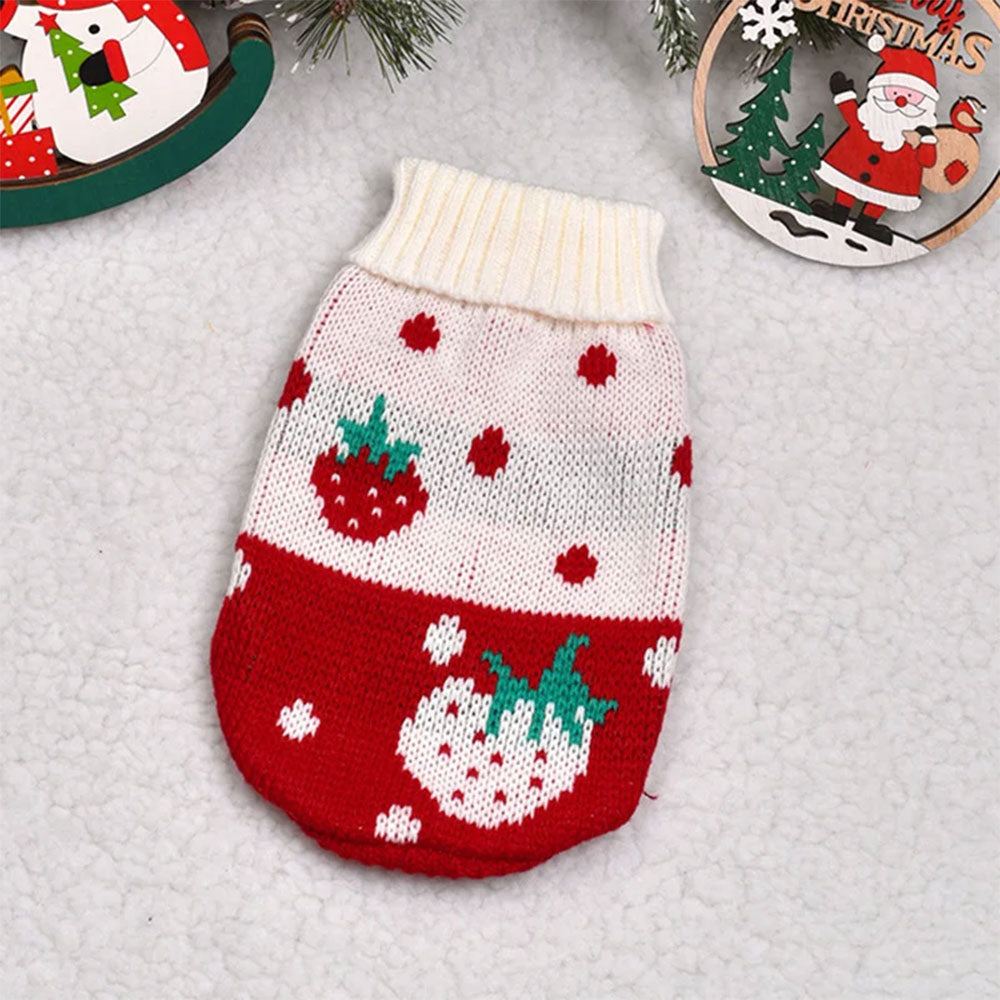 Reindeer Print Dog Cat Sweater | Warm Clothes for Small Pets