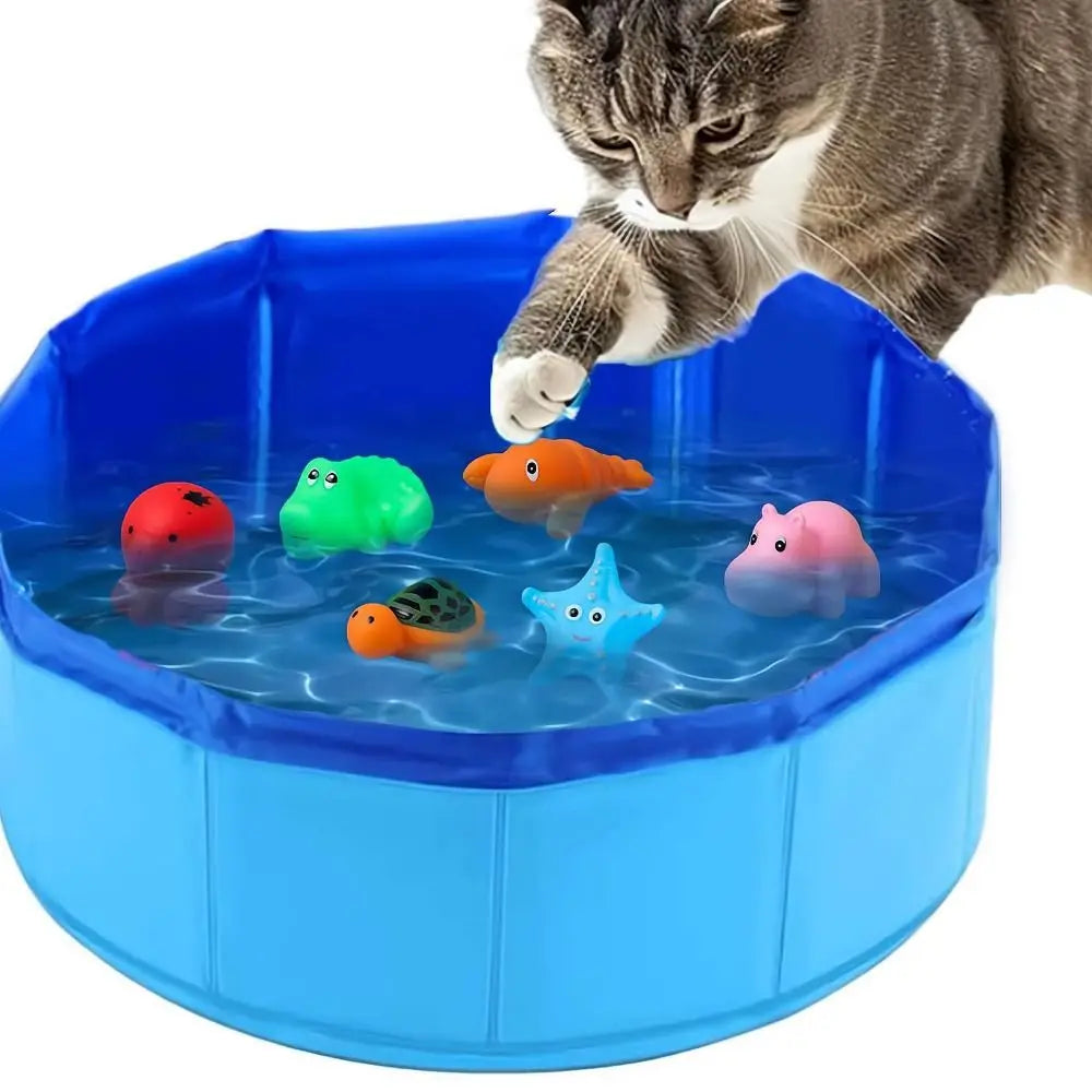 Foldable Pet Pool Bath Tub for Dogs & Cats Ocean Design