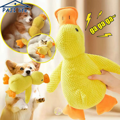 Chew-Resistant Plush Duck Dog Toy with Quacking Sound