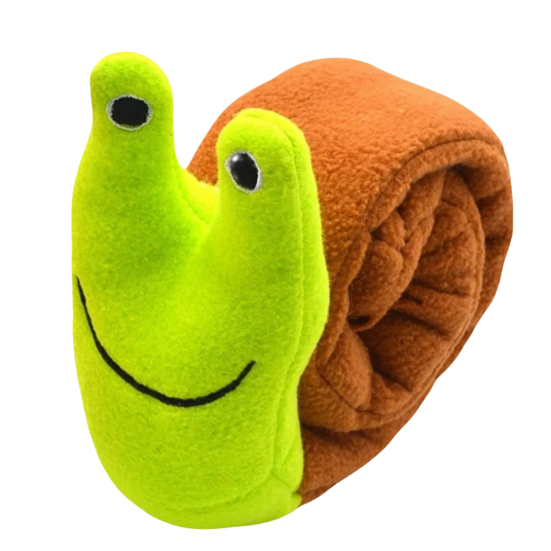 Dog Puzzle Feeder Indestructible Squeaky Plush Snail Toy
