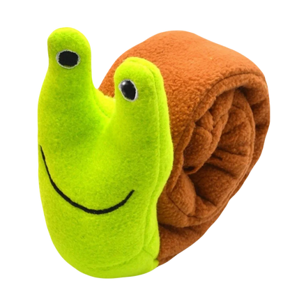 Dog Puzzle Feeder Indestructible Squeaky Plush Snail Toy