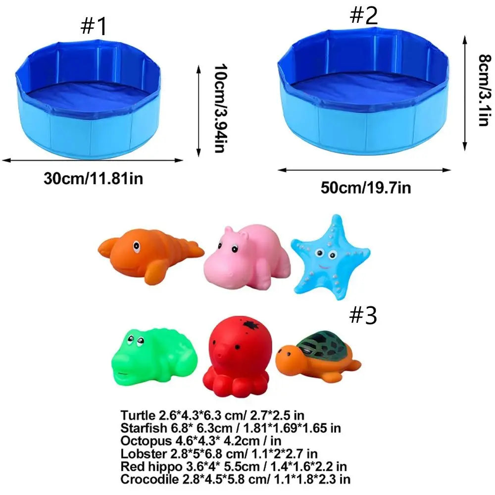 Foldable Pet Pool Bath Tub for Dogs & Cats Ocean Design