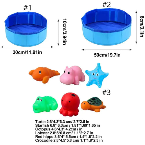 Foldable Pet Pool Bath Tub for Dogs & Cats Ocean Design