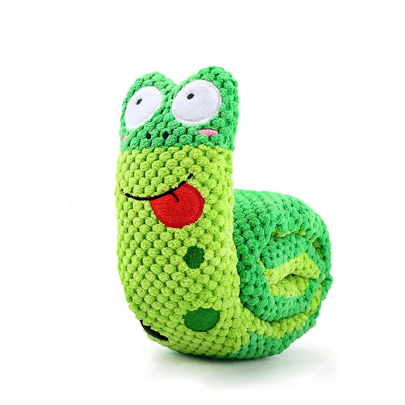 Dog Puzzle Feeder Indestructible Squeaky Plush Snail Toy