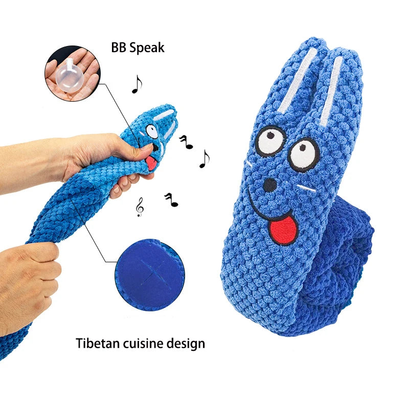 Dog Puzzle Feeder Indestructible Squeaky Plush Snail Toy