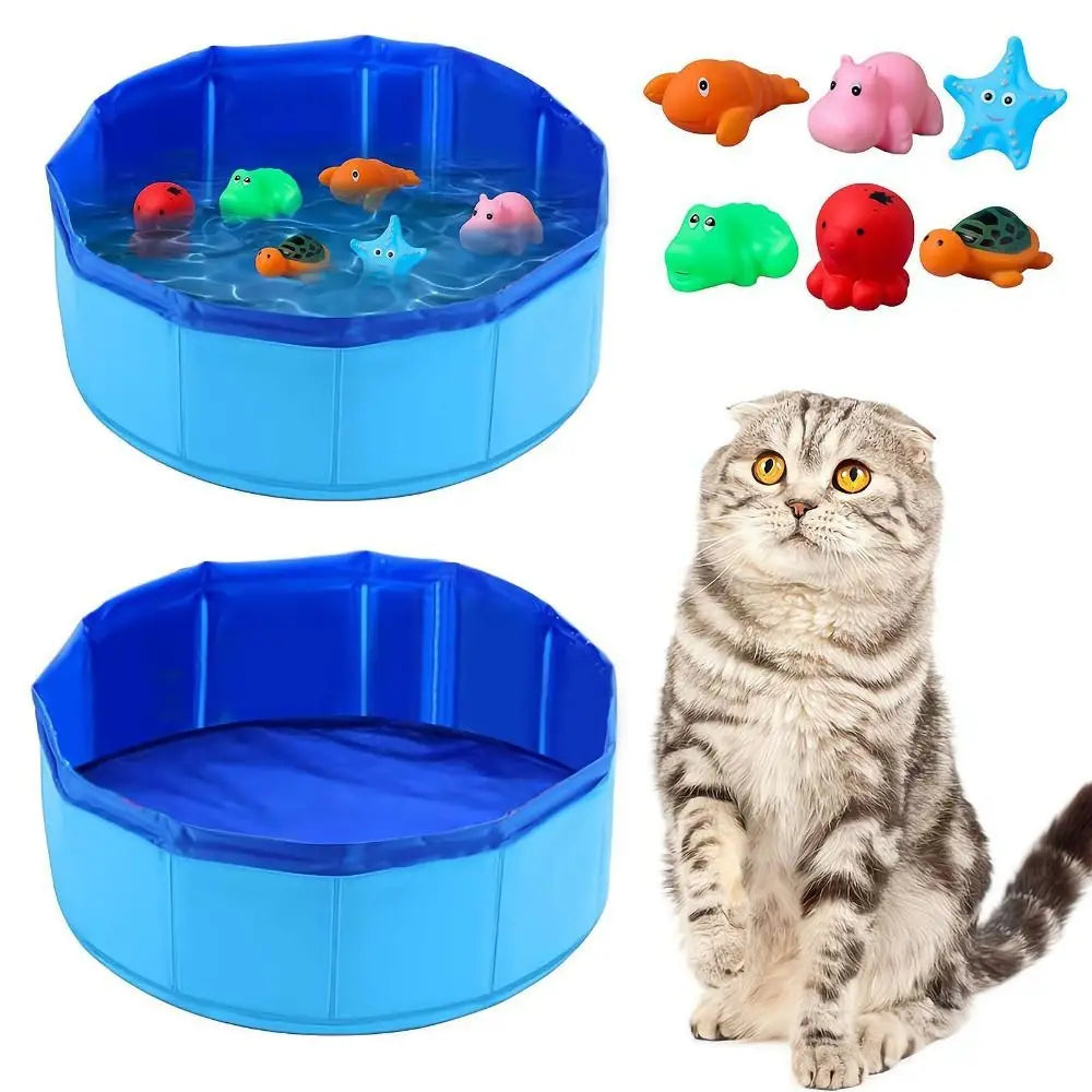 Foldable Pet Pool Bath Tub for Dogs & Cats Ocean Design