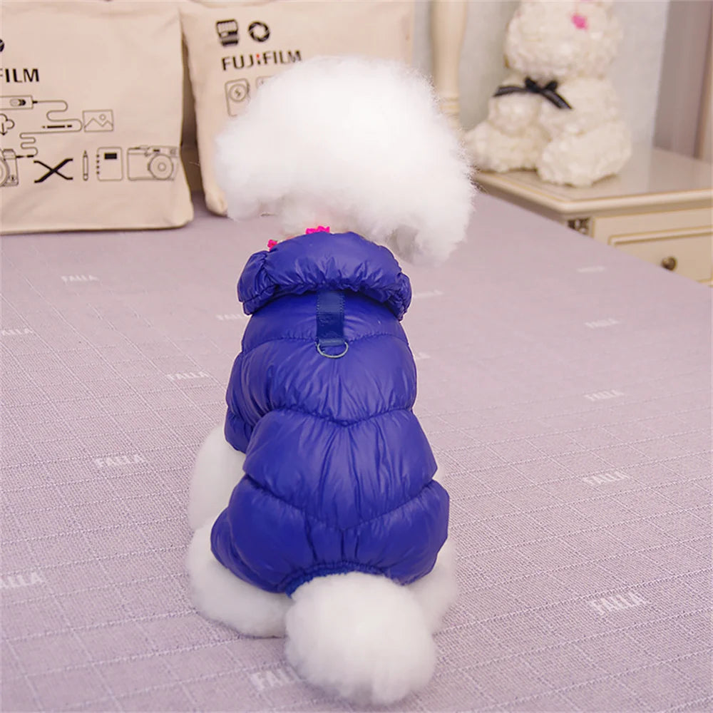 Waterproof Fleece Dog Jumpsuit with D-Ring for Small Puppies