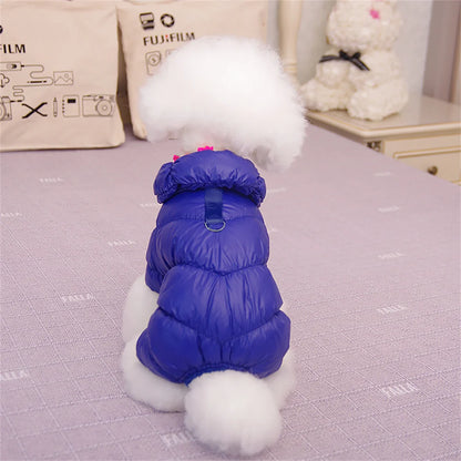 Waterproof Fleece Dog Jumpsuit with D-Ring for Small Puppies