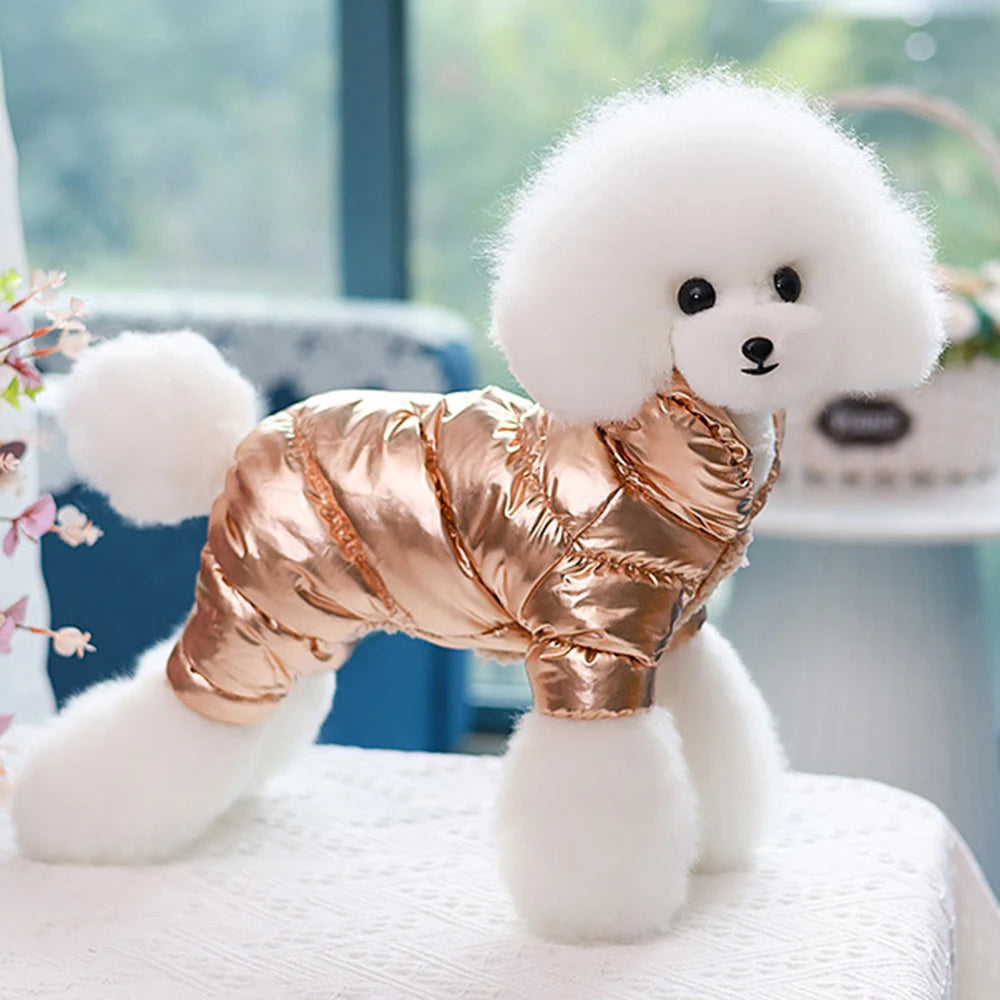 Waterproof Fleece Dog Jumpsuit with D-Ring for Small Puppies