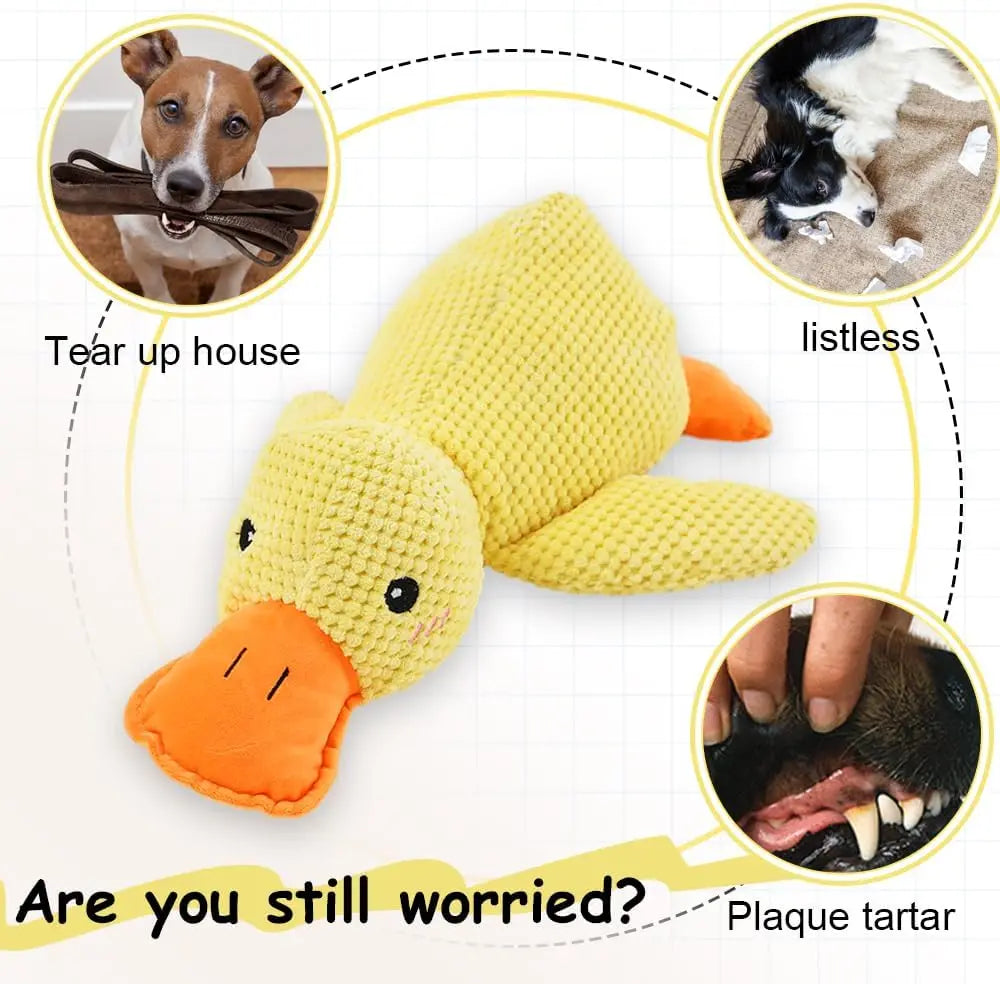 Chew-Resistant Plush Duck Dog Toy with Quacking Sound