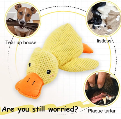 Chew-Resistant Plush Duck Dog Toy with Quacking Sound
