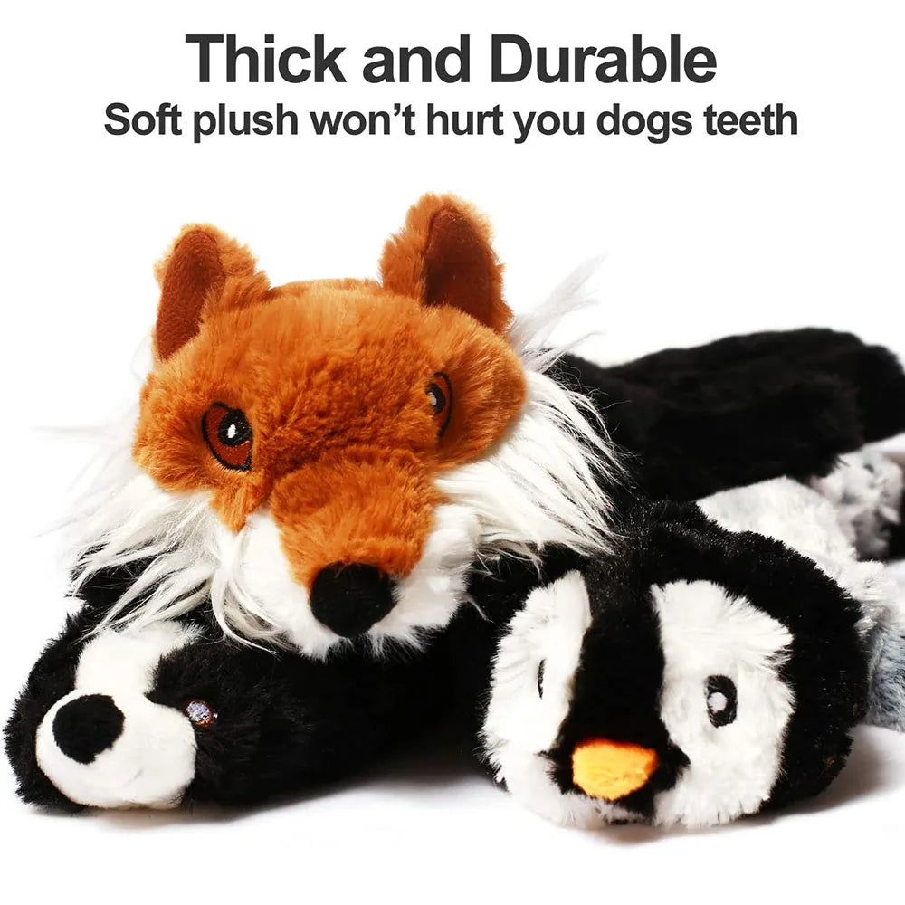 Durable No-Stuffing Plush Dog Toy with Squeaker & Crinkle