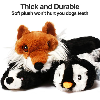 Durable No-Stuffing Plush Dog Toy with Squeaker & Crinkle