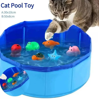 Foldable Pet Pool Bath Tub for Dogs & Cats Ocean Design