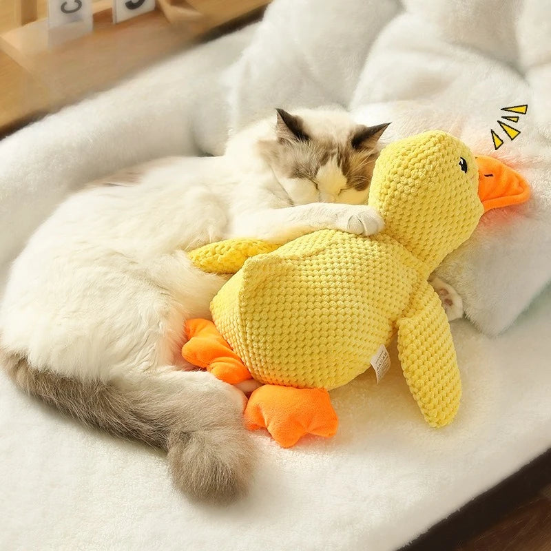 Chew-Resistant Plush Duck Dog Toy with Quacking Sound