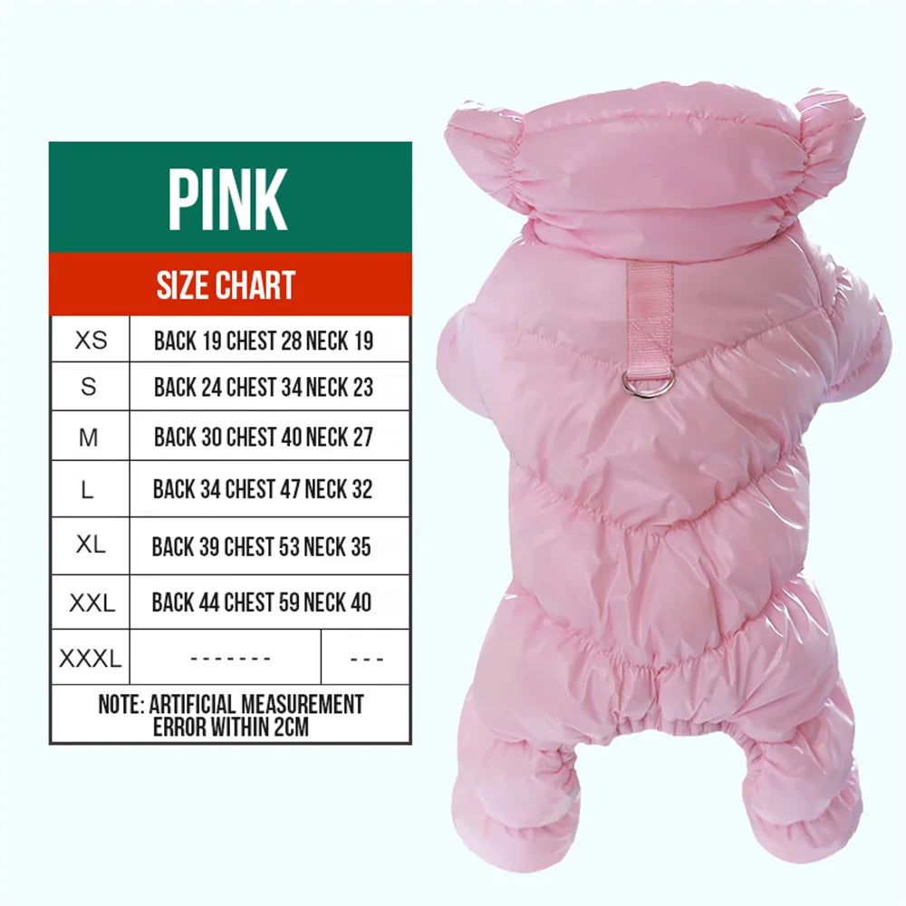 Waterproof Fleece Dog Jumpsuit with D-Ring for Small Puppies