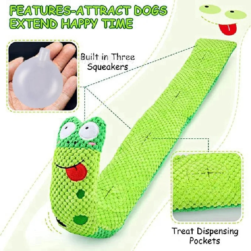 Dog Puzzle Feeder Indestructible Squeaky Plush Snail Toy