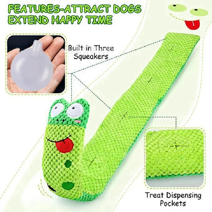 Dog Puzzle Feeder Indestructible Squeaky Plush Snail Toy
