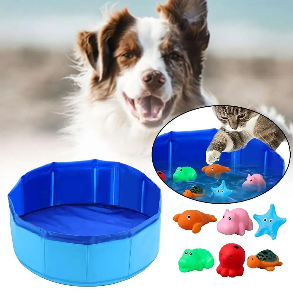 Foldable Pet Pool Bath Tub for Dogs & Cats Ocean Design