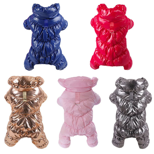Waterproof Fleece Dog Jumpsuit with D-Ring for Small Puppies